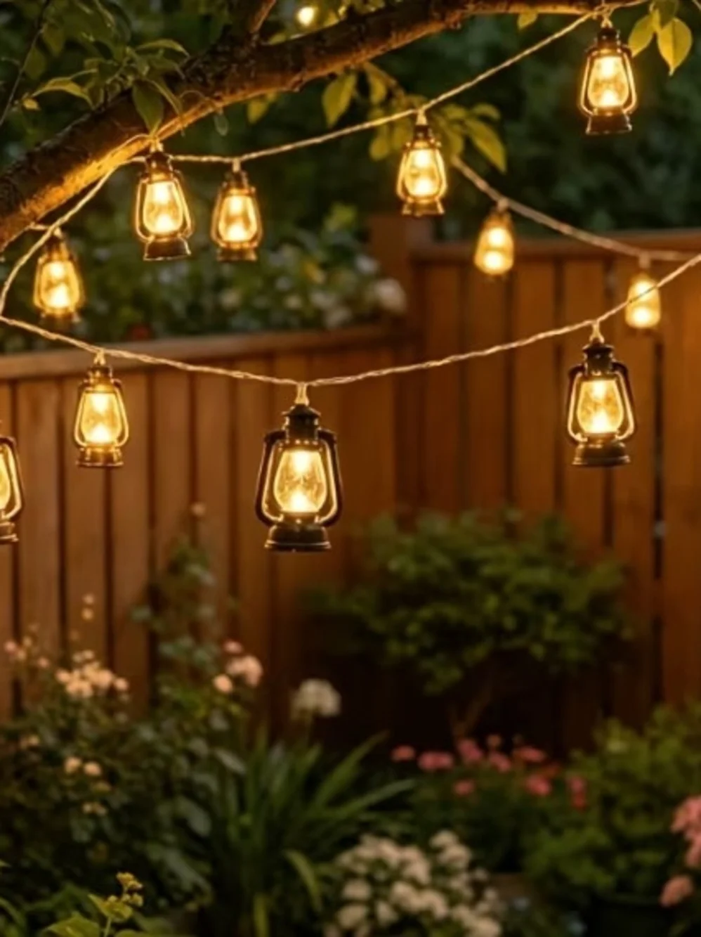 Retro  Lantern String Lights for Outdoor/Indoor Decor (Plastic)